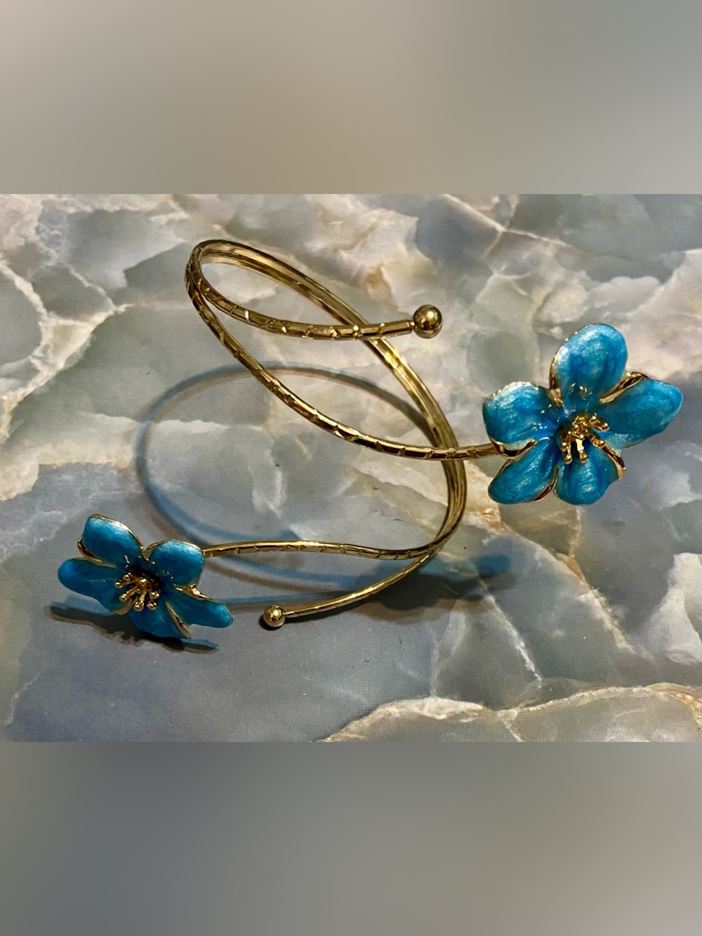Blue Floral Wrap Arm Cuff